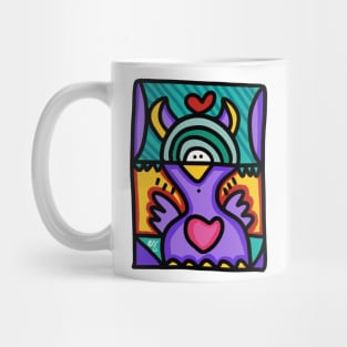 Purple Graffiti Bird Character Mug
